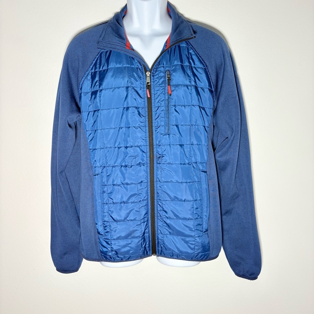 Orvis Mens Dual-Blue Mixed Media Lightweight Full Zip Quilted Jacket SzM Rugged